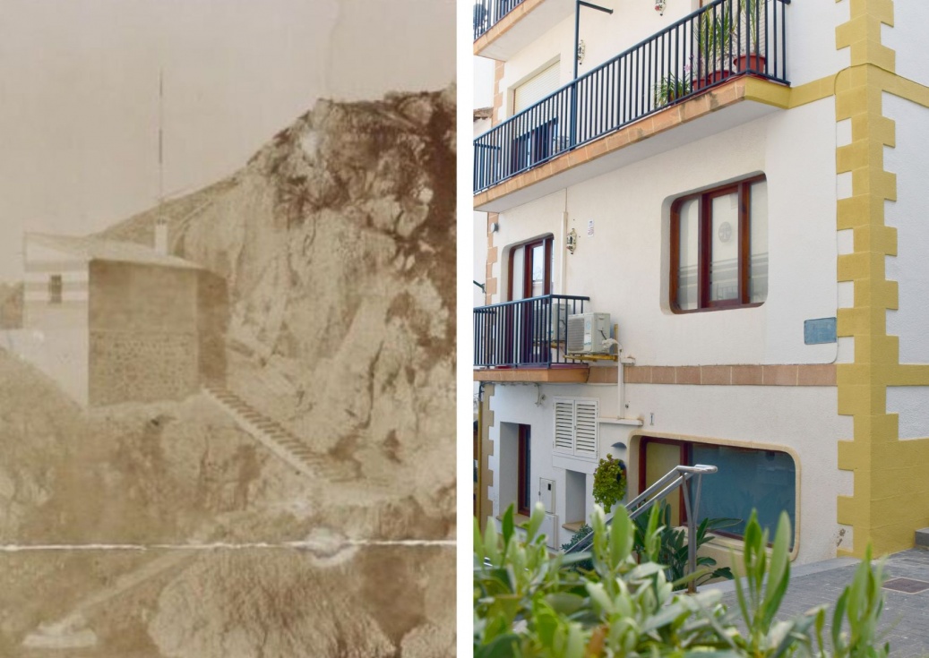 Fig. 03: Anónimo. Refugio salvamento de náufragos. Jávea. Mayo 1899 (Museo Sorolla, nº inv. CS5533) / Calle del Pintor Sorolla, Jávea (Imagen: Álvaro Monfort)
