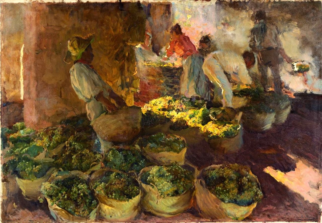 J. Sorolla. Elaboraci&oacute;n de la pasa. J&aacute;vea (1900. Museo Pushkin, Mosc&uacute;, inv. 3426. BPS 980)