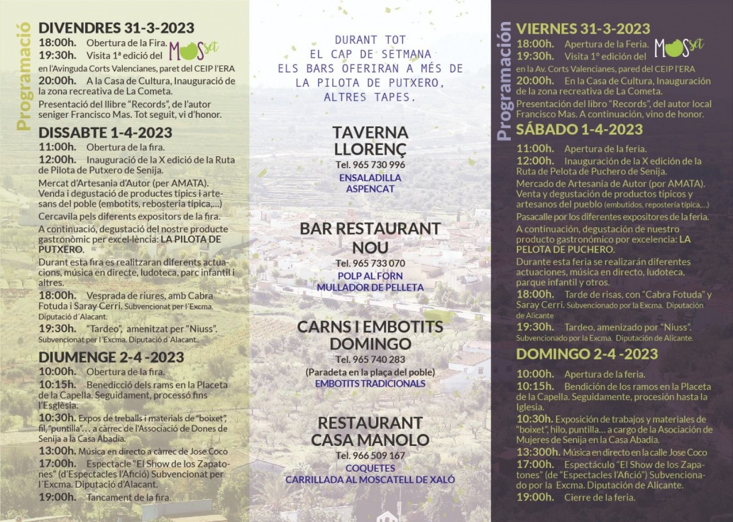 La X Ruta de la Pilota de Putxero y la Feria de Artesanía de Autor vuelven a Senija del 31 de marzo al 2 de abril