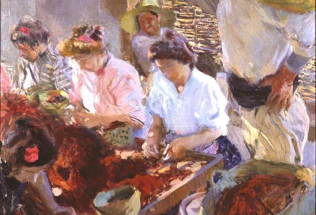 Joaqu&iacute;n Sorolla. La preparaci&oacute;n de la pasa. J&aacute;vea (1900. Museo de Orsay, Par&iacute;s). Detalle