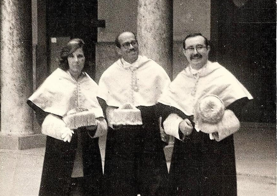 Gabriela Mart&iacute;n &Aacute;vila junto a Miquel Tarradel y Enrique Llobregat. Valencia, 1967. (Archivo de Gabriela Mart&iacute;n &Aacute;vila).