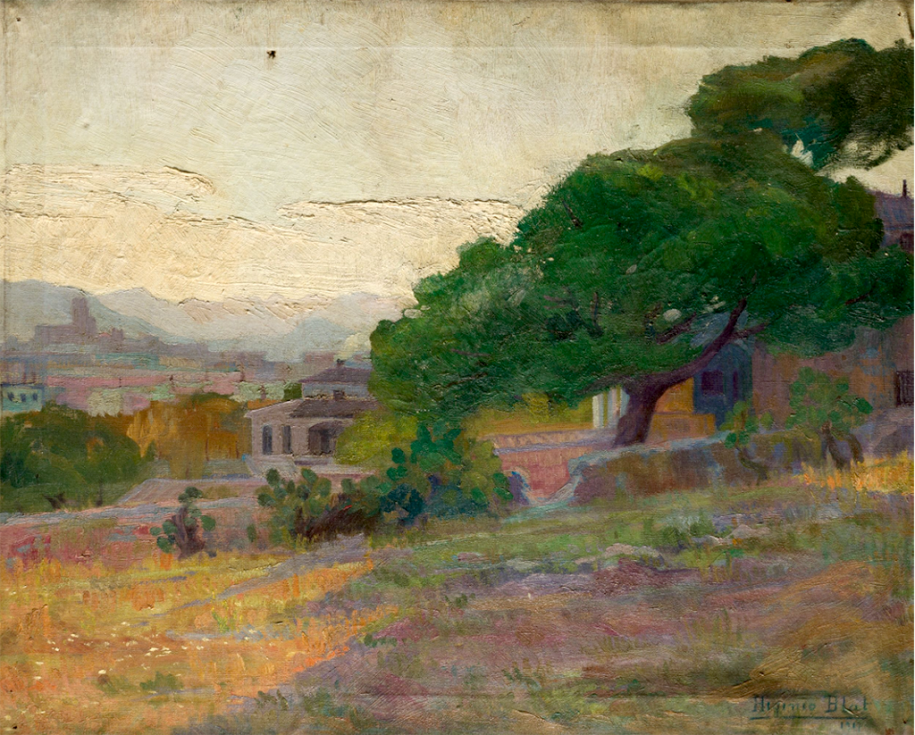 Fig. 1. Higinio Blat. Vista de J&aacute;vea desde la Mezquida (1917. Colecci&oacute;n particular) (&copy; Ansorena)