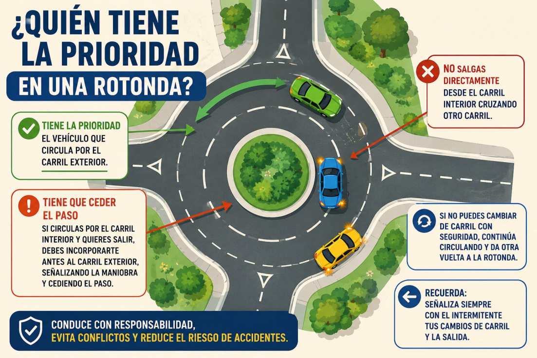 ¿Quién tiene la prioridad en una rotonda? La respuesta que muchos conductores desconocen