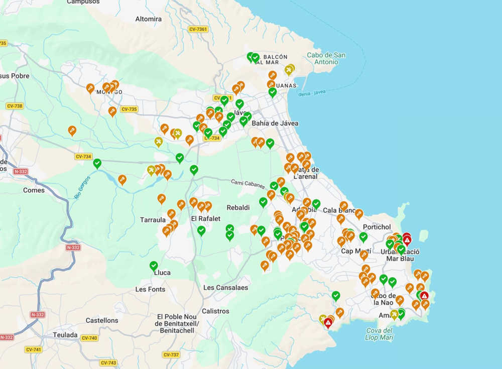 X&agrave;bia contabiliz&oacute; m&aacute;s de 180 avisos de emergencia y tuvo que evacuar a 141 personas durante la DANA Adam de los d&iacute;as 18 y 19 de octubre.