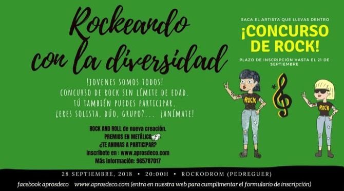Aprosdeco organiza el I Concurso-Concierto de Rock “rockeando con la diversidad”