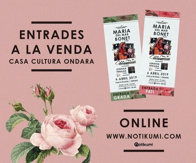 María del Mar Bonet actuará en Ondara el seis de abril