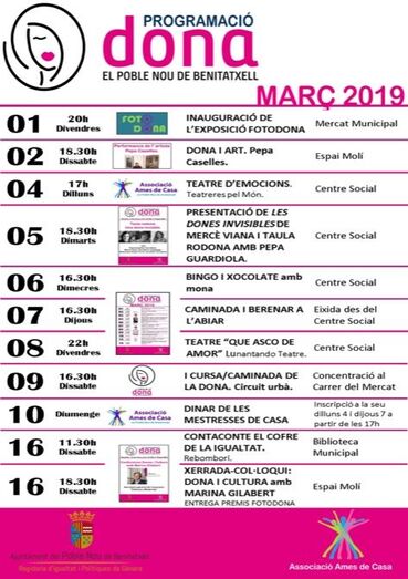 Arte, literatura y la cursa de la Dona, en la programación de Benitatxell con motivo del día Internacional de la mujer