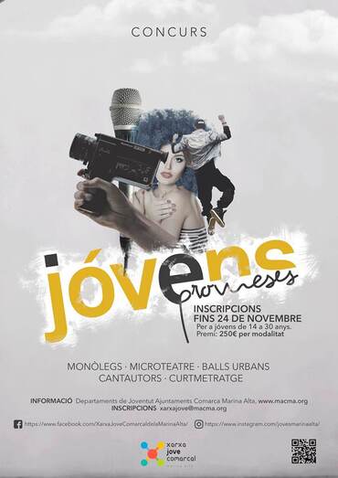 La Xarxa de Joves premiará la creatividad de los jóvenes en el certamen Promeses Jóvens Marina Alta 2018