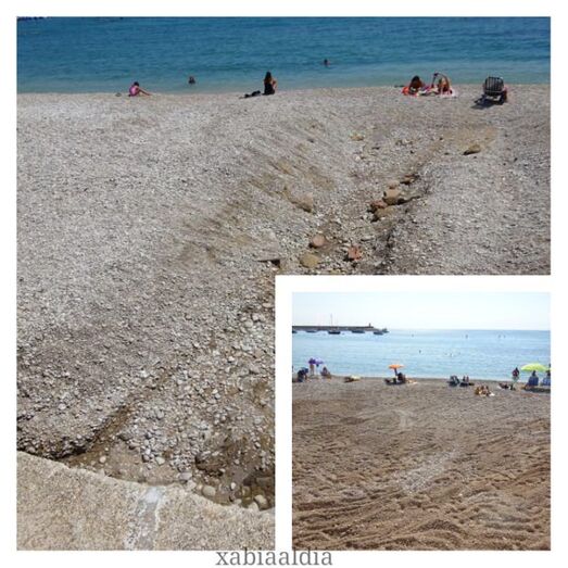 Servicios arregla la playa de la Grava tras la tromba del sábado