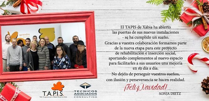 Una empresa dona su regalo de navidad al Tapis de Xàbia