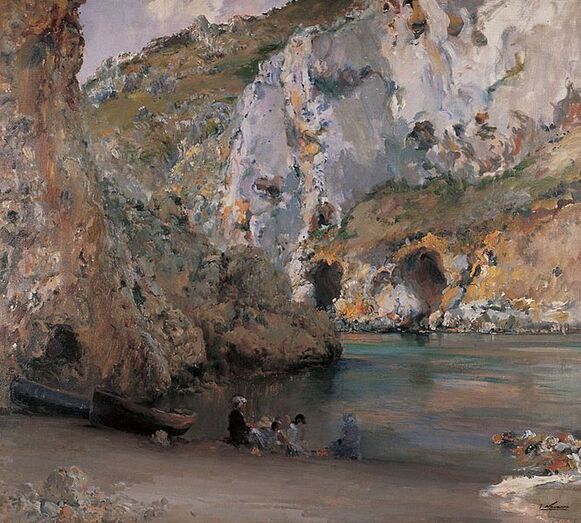José Navarro Llorens pintando en La Granadella