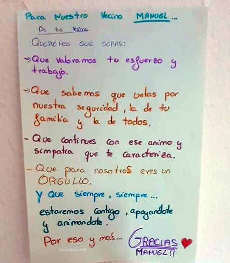 El emotivo mensaje de sus vecinos, a un Guardia Civil de Xàbia