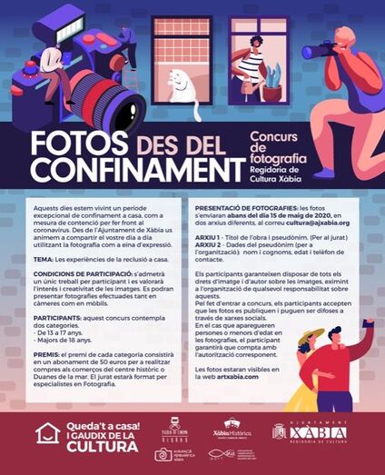 Cultura Xàbia lanza concursos de escritura, cortometrajes y fotografía para estimular la creatividad en tiempos de confinamiento