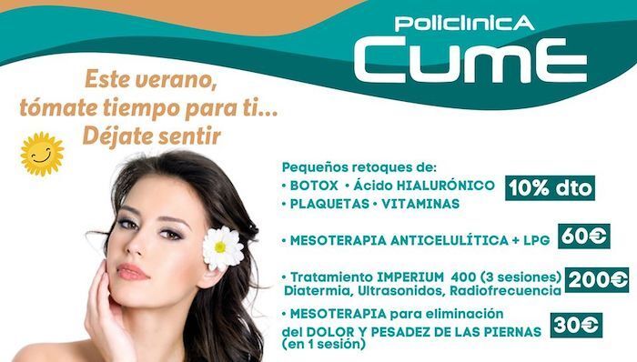 Aprovecha los descuentos de verano en los tratamientos de Policlínica Cume