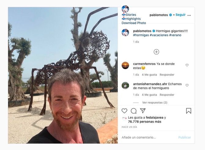 Pablo Motos, en la hormiga de Toni Marí en Art al Camp