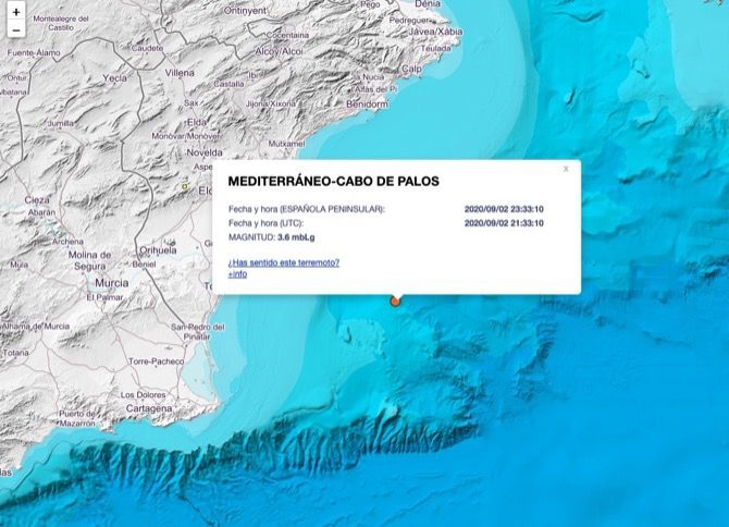 Un terremoto en el Cabo de Palos alcanza Dénia, Xàbia y Calp