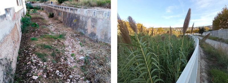 El contraste: El barranco del Putxol y el cauce del río Gorgos