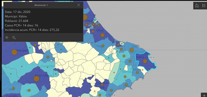 Xàbia en siete días: la incidencia del coronavirus pasa de 126 casos por cada 100.000 habitantes a 275
