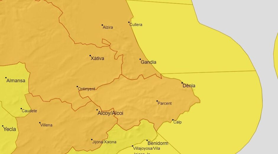 Aemet activa la alerta naranja por fuertes vientos en la Marina Alta