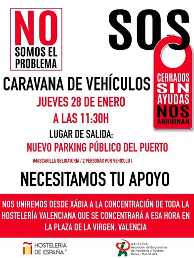 La hostelería de Xàbia sale a la calle en una caravana reivindicativa