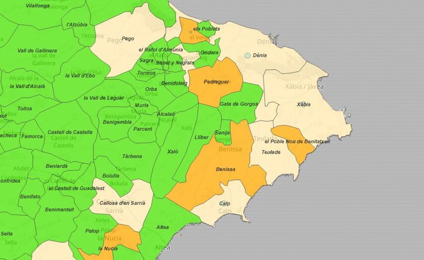 Aumenta la incidencia acumulada de Xàbia que se sitúa en el umbral del riesgo medio