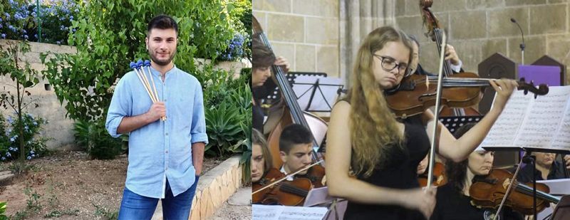 Elenaor Allman y Juan Vallés dos jóvenes músicos de Xàbia que también se integran en la orquesta ADDA Joven Sinfónica