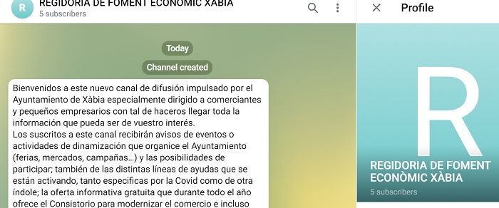 La concejalía de Fomento abre un canal de Telegram para informar a comerciantes y empresarios