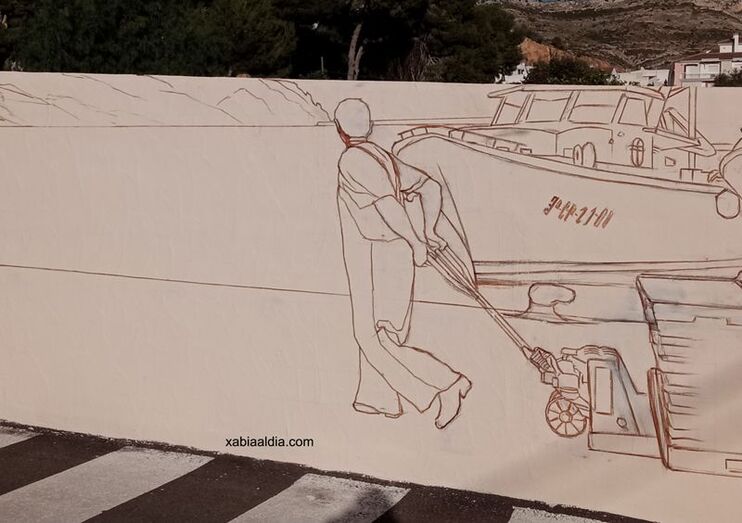 Goikoetxea comienza a esbozar el mural del parking de Duanes