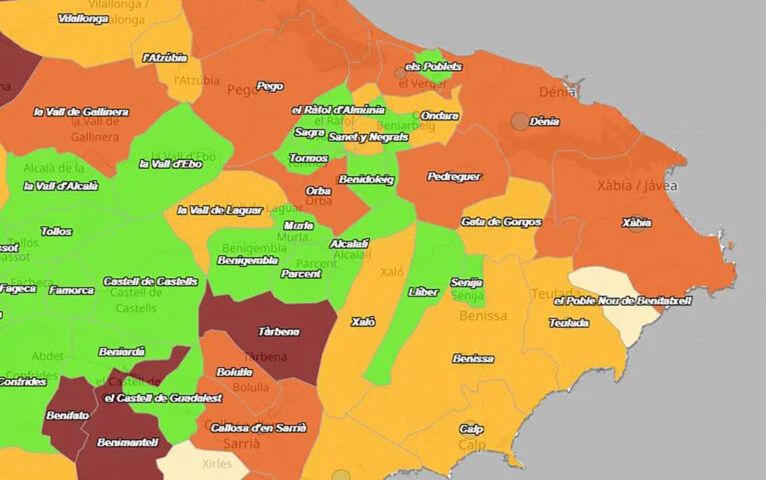 Sube la incidencia acumulada de la COVID-19 en Xàbia en 100 puntos en cuatro días