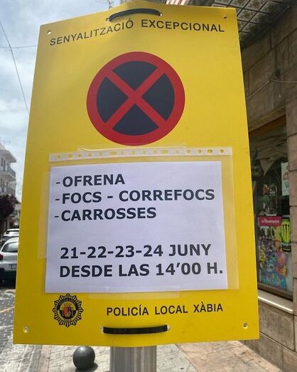 Información de servicio: Corte de calles por actos de Fogueres 2022 de Xàbia