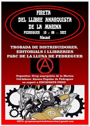El Grup Anarquista de la Marina Alta organiza una feria del libro en Pedreguer