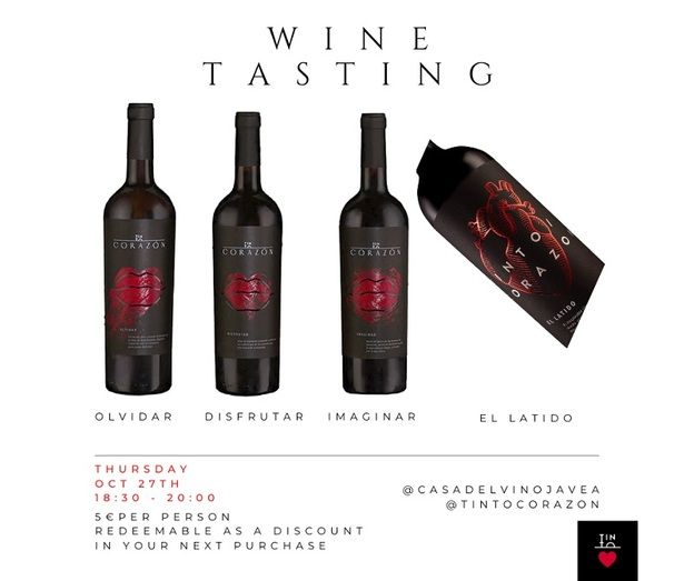 Cata de vinos con corazón en Casa del Vino Jávea