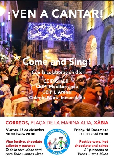 Todos Juntos Jávea convoca su concierto navideño solidario con los colegios de Xàbia